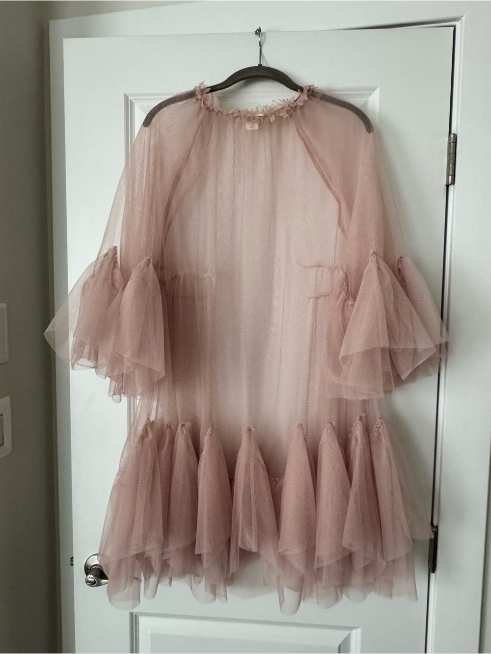 Dusty Pink Tulle Ruffle Mini Dress